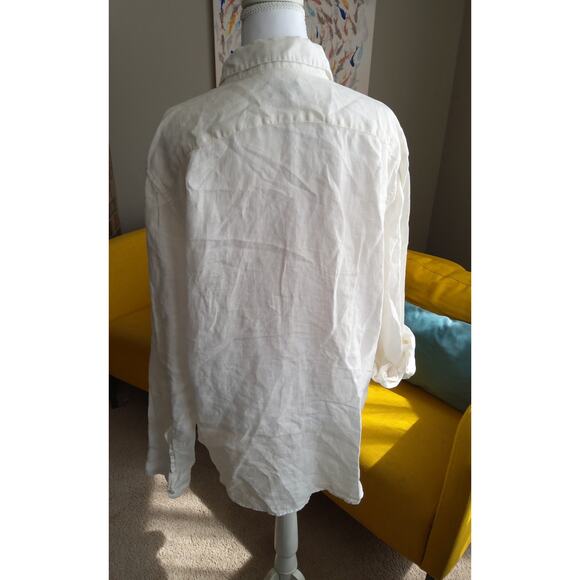 J.Crew womens Linen button-up lightweight White casual Coastal shirt - Picture 6 of 7